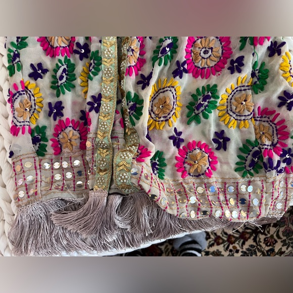 Ibiza Bohemian vibe handmade Kimono embellished mirror fringe embroidered - Picture 7 of 10